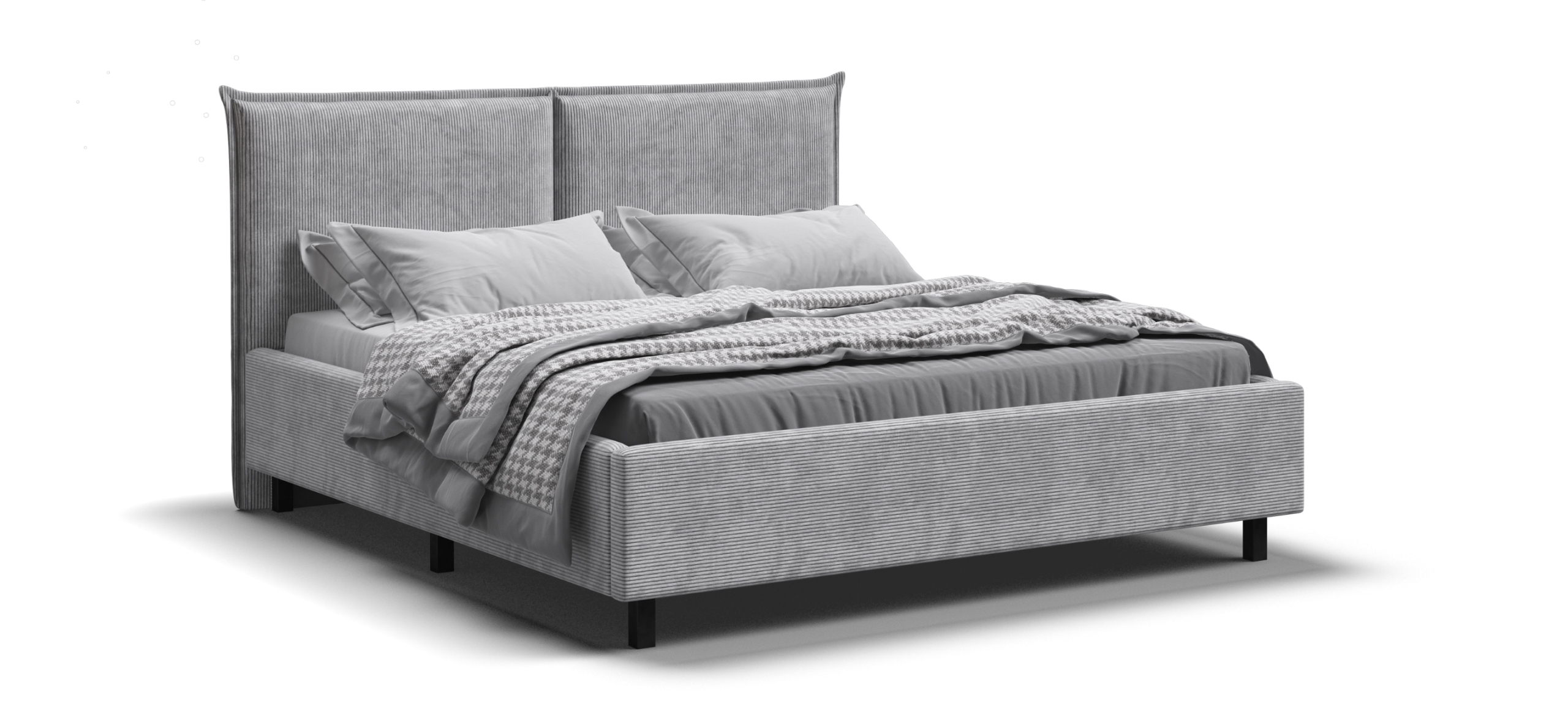 Лео Кровать 160200 Вельвет Корд серый 19999₽