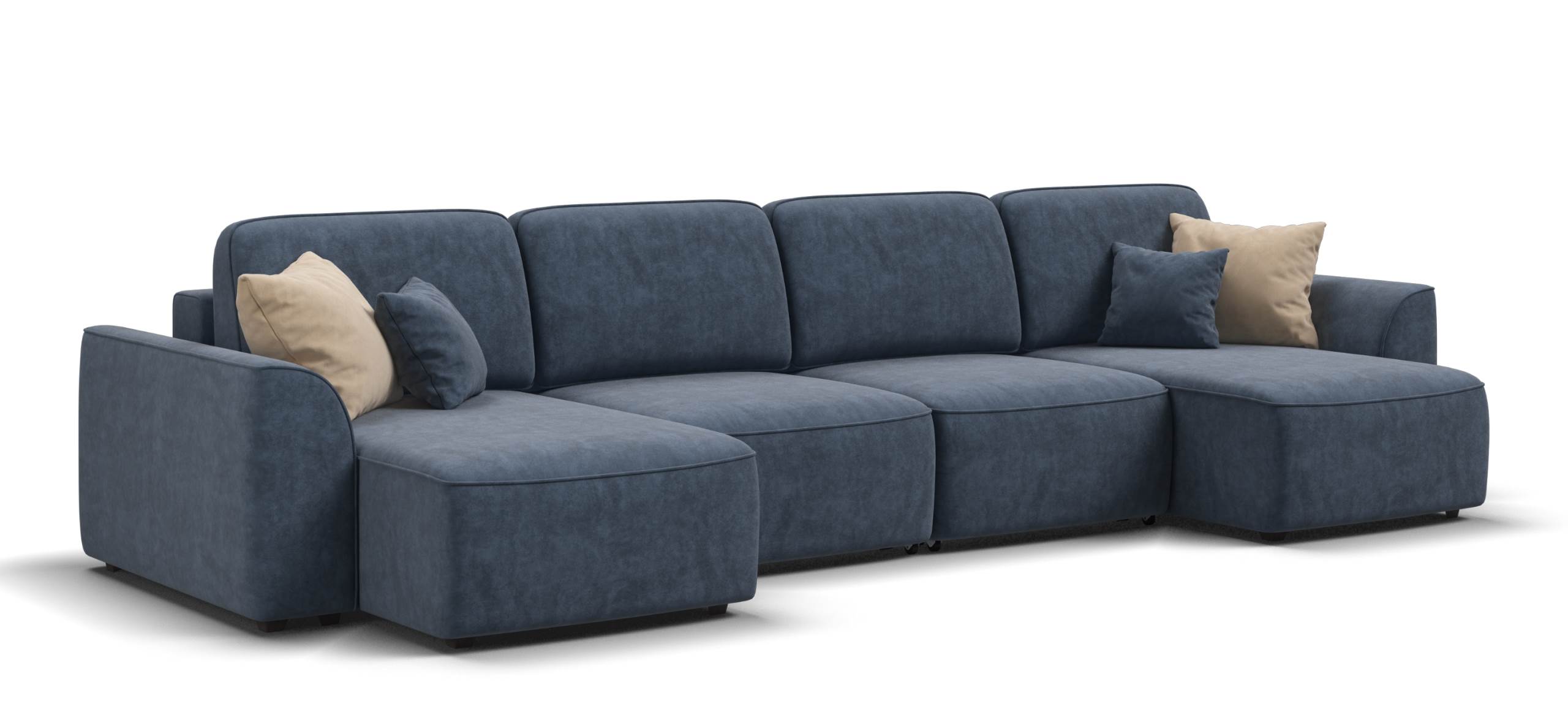 

П-образный диван Кинг Модуль Велюр Роял синий