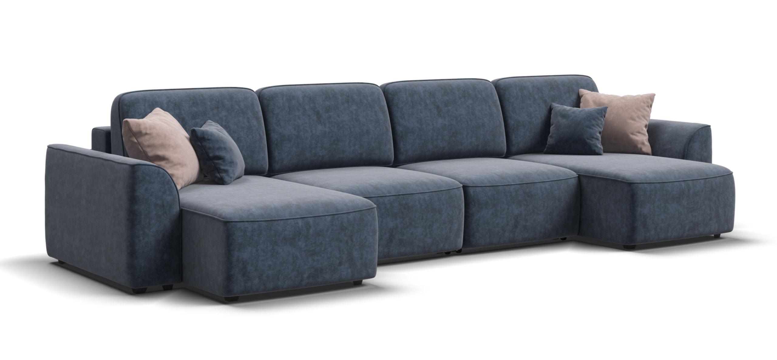 

П-образный диван Кинг Модуль велюр Роял синий