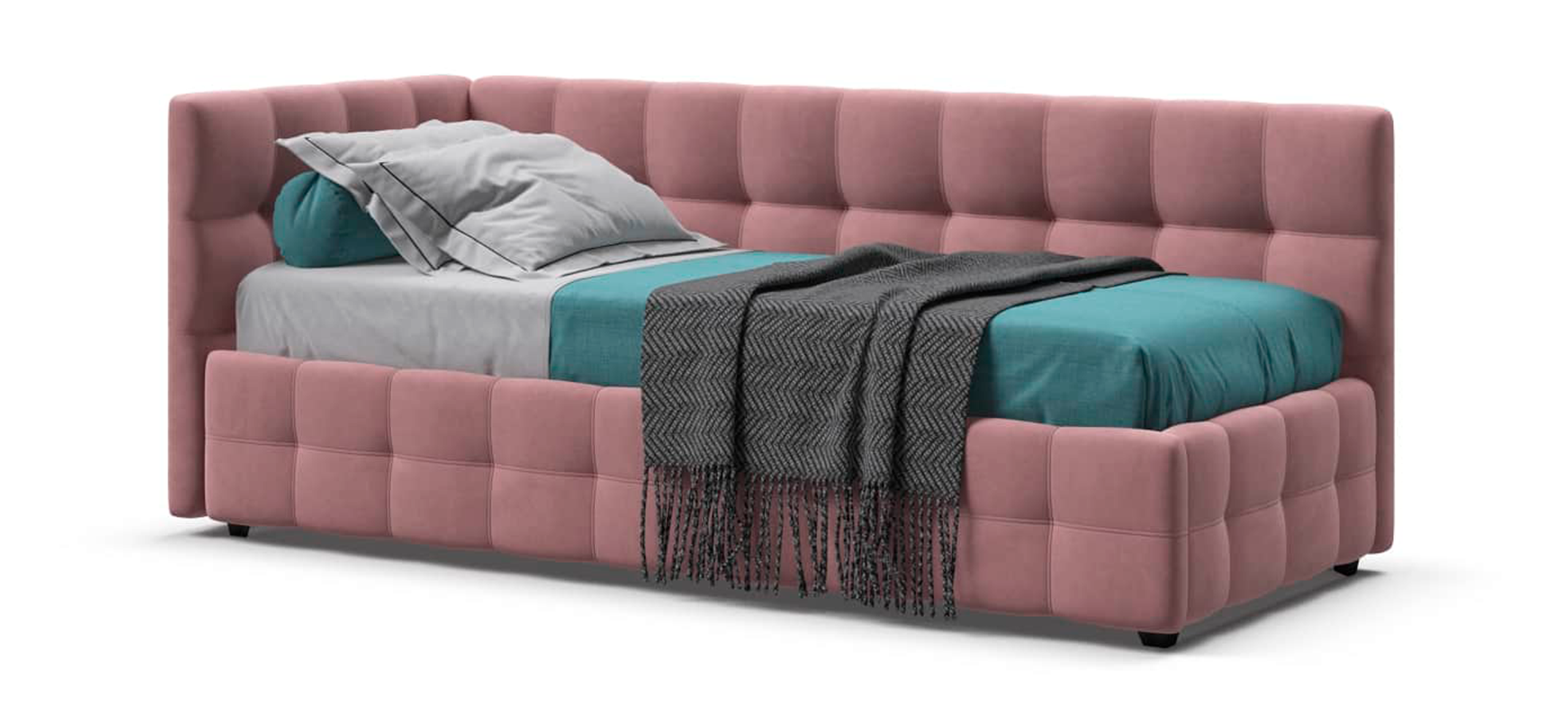 

Босс Мини Кровать+ПМ 90*200 велюр Монолит розовый, Роуз