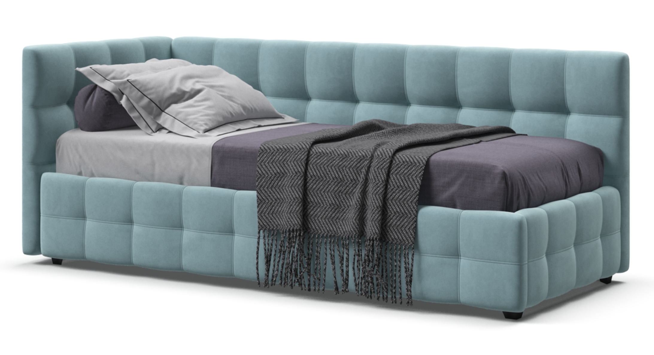 

Босс Мини Кровать+ПМ 90*200 велюр Монолит аква