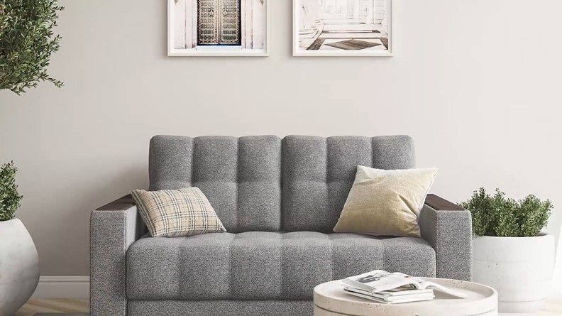 Диван Босс двухместный Рогожка Мальмо серый