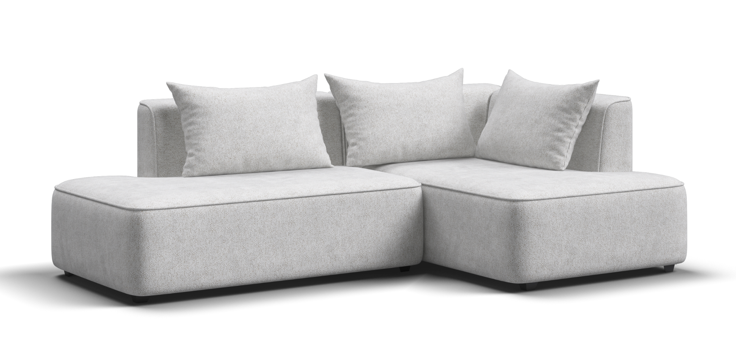 

Угловой диван правый Кинг Твин Шенилл Клауд крем, Милк