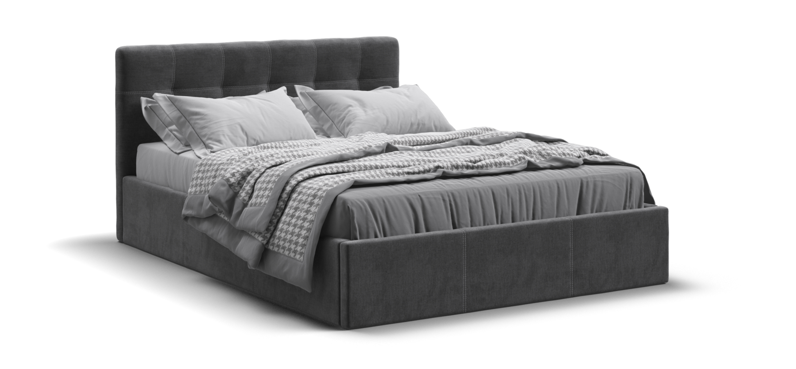 Белла Кровать без ПМ 140200 велюр Монолит серый 17999₽
