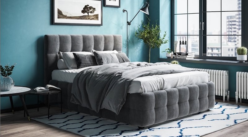 Босс Кровать+ПМ 160*200 велюр Монолит серый