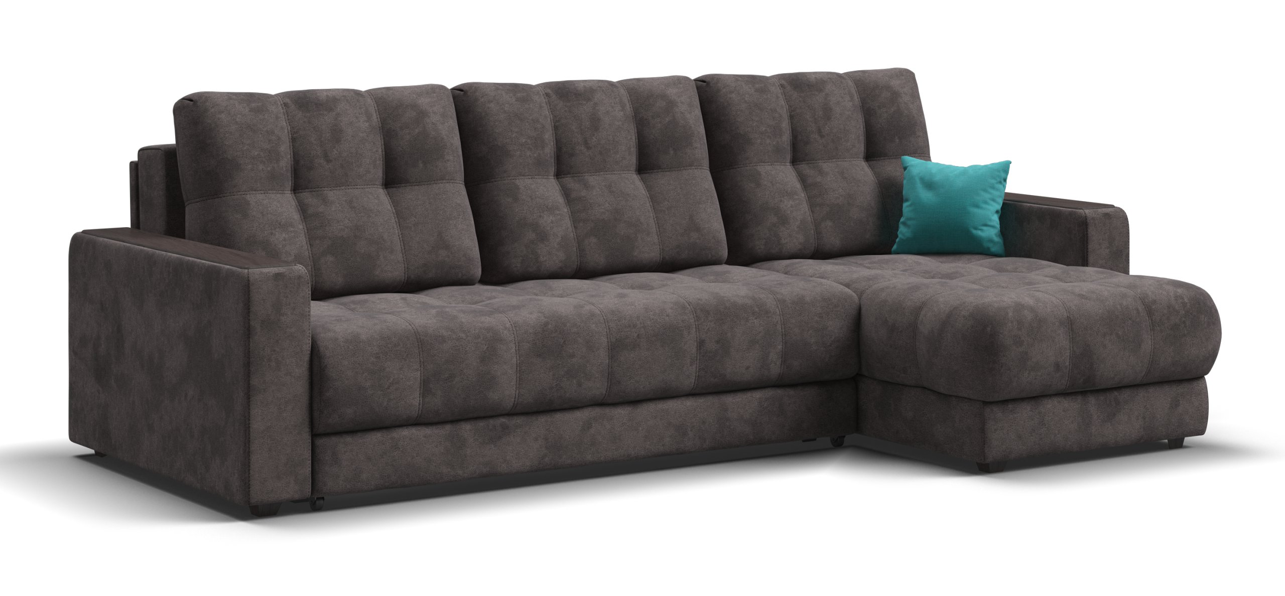 Угловой диван Босс Классик велюр Алькантара серый 63700₽