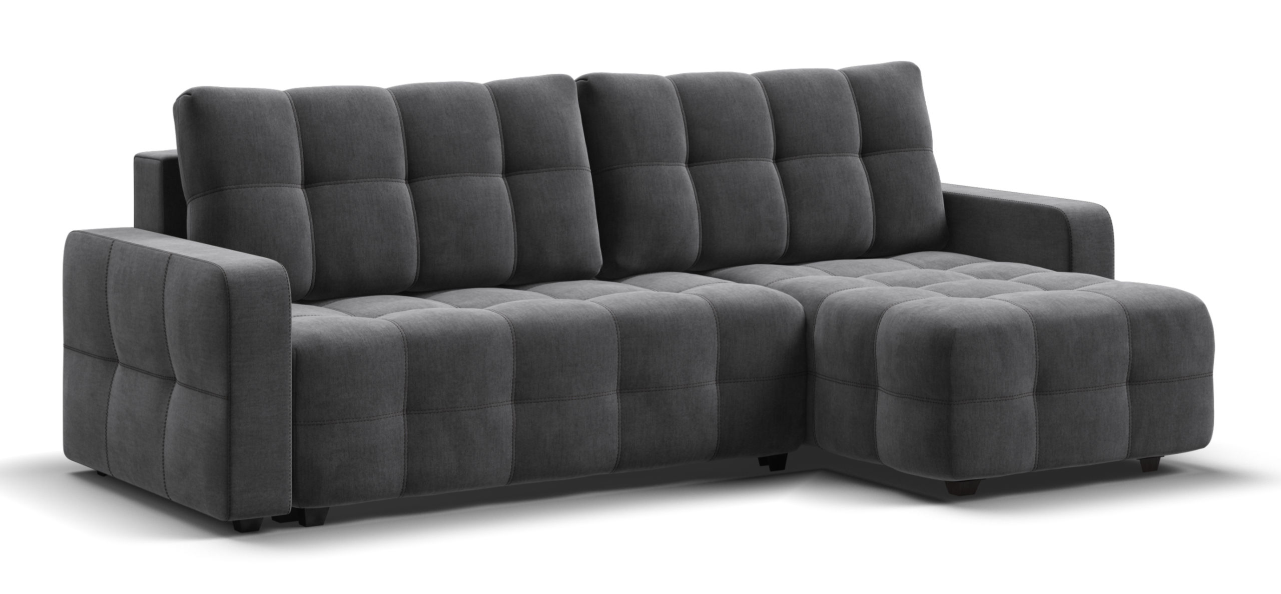 Угловой диван Денди велюр Монолит серый