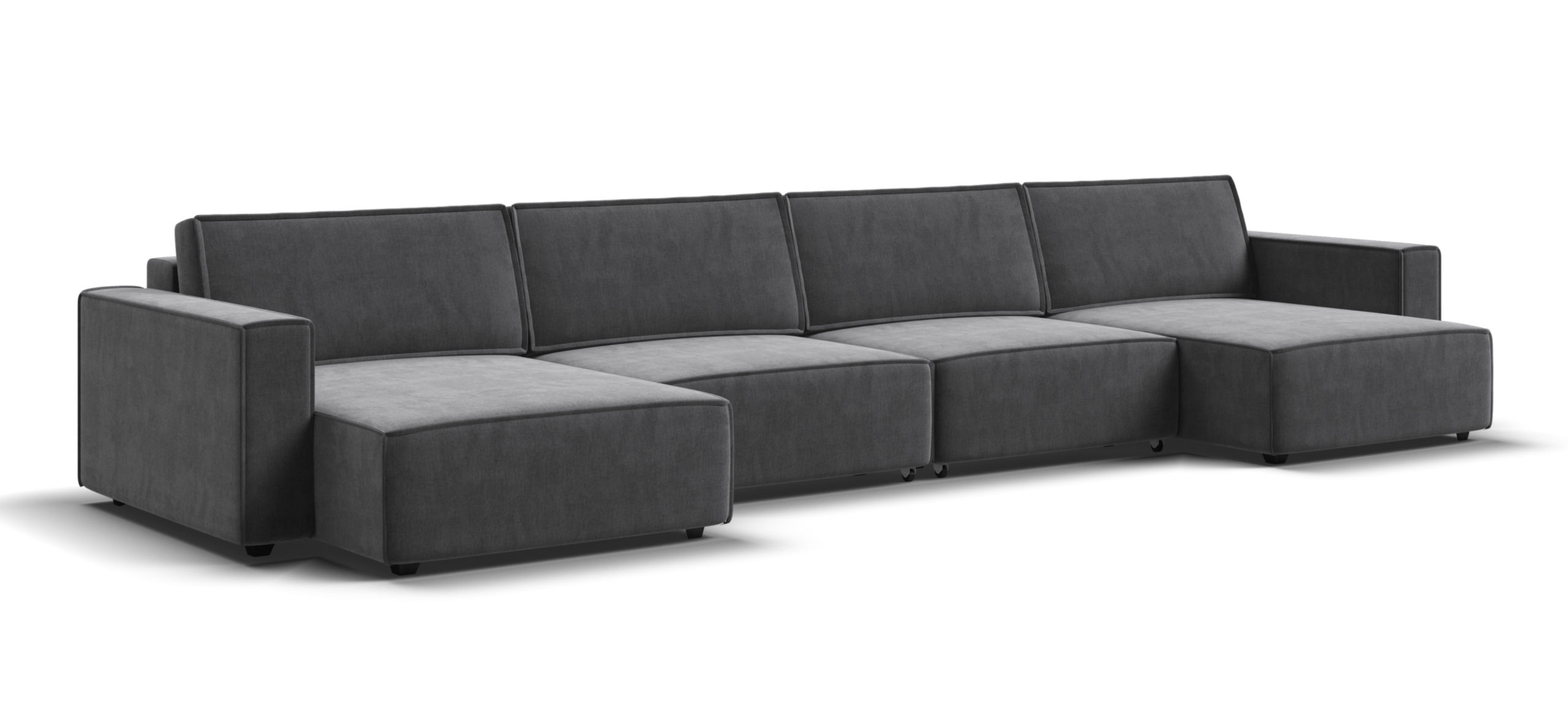 П-образный диван Босс Софт Модуль велюр Монолит серый 109200₽