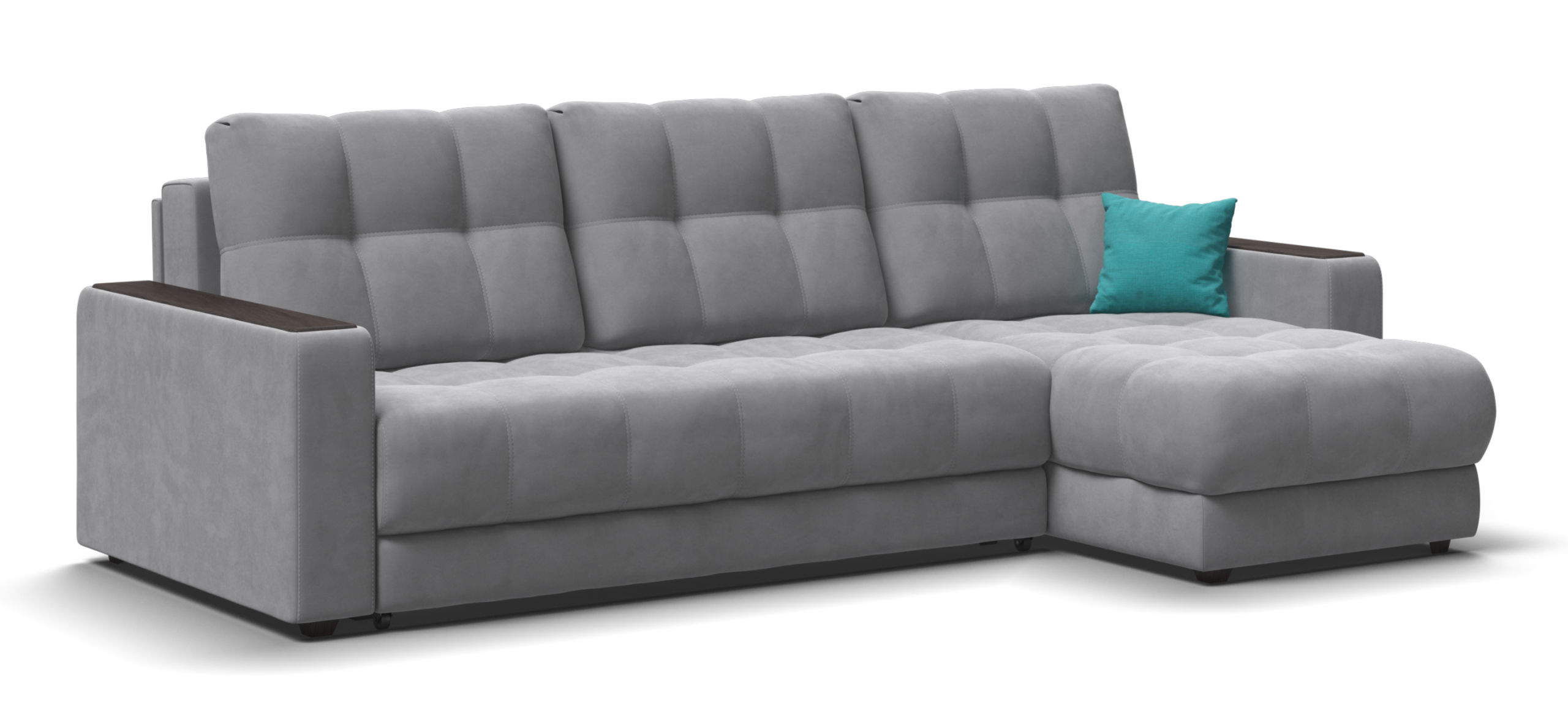 

Угловой диван Босс Классик велюр Монолит сталь