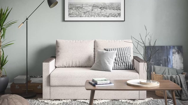 Диван Атланта двухместный Рогожка Мальмо серый