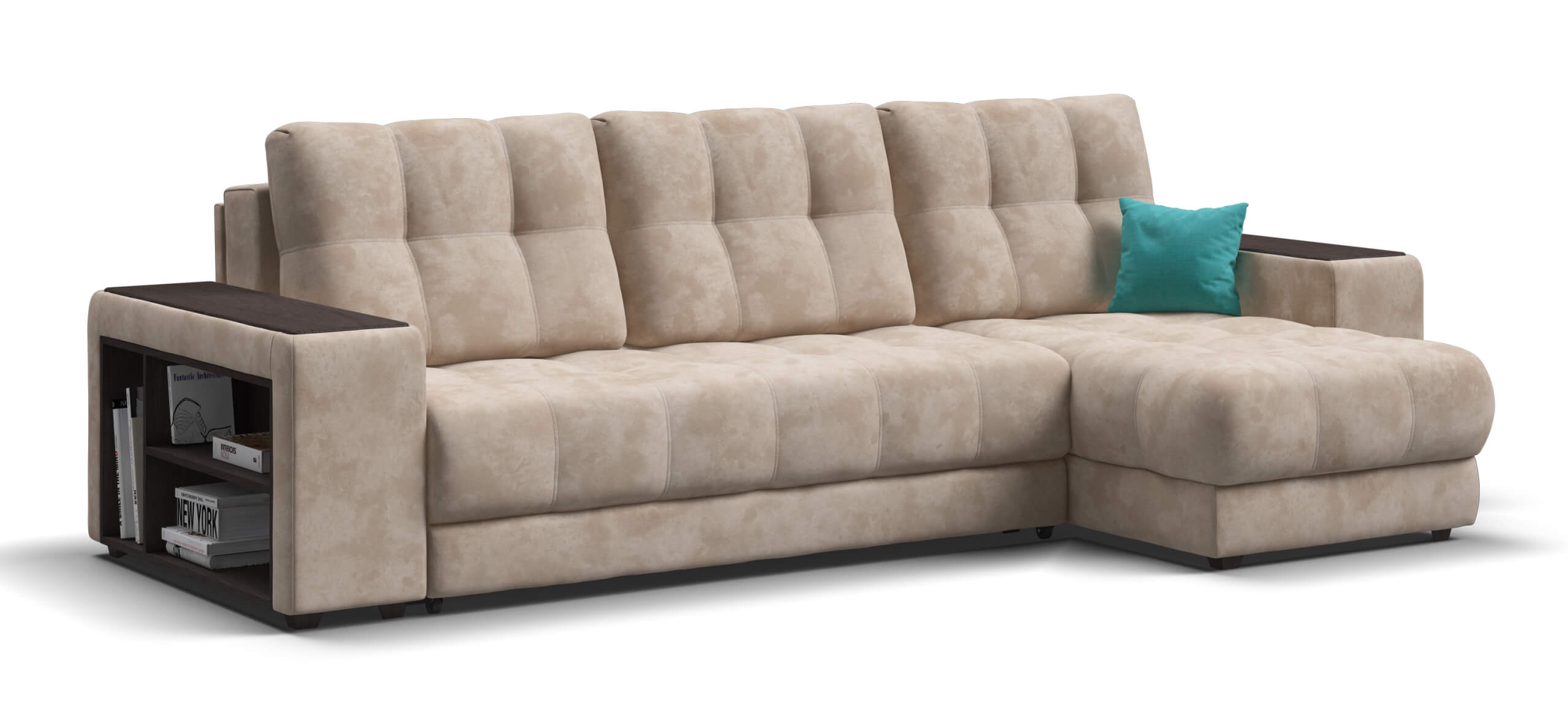 Угловой диван Босс ХЛ велюр Алькантара пепел 63700₽