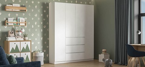 Идея 180 шкаф распашной 4Д+ящики Белый 2