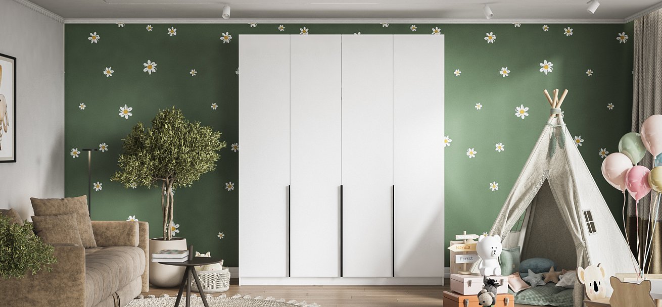 Рим 180 шкаф распашной 4Д 01 Белый