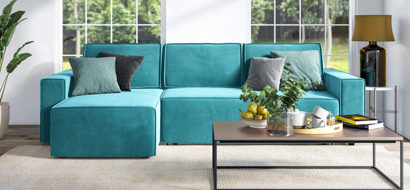 Угловой диван Норд велюр Монолит зеленый