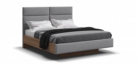 Босс Лофт Кровать+ПМ 160*200 велюр Монолит сталь, Орех селект