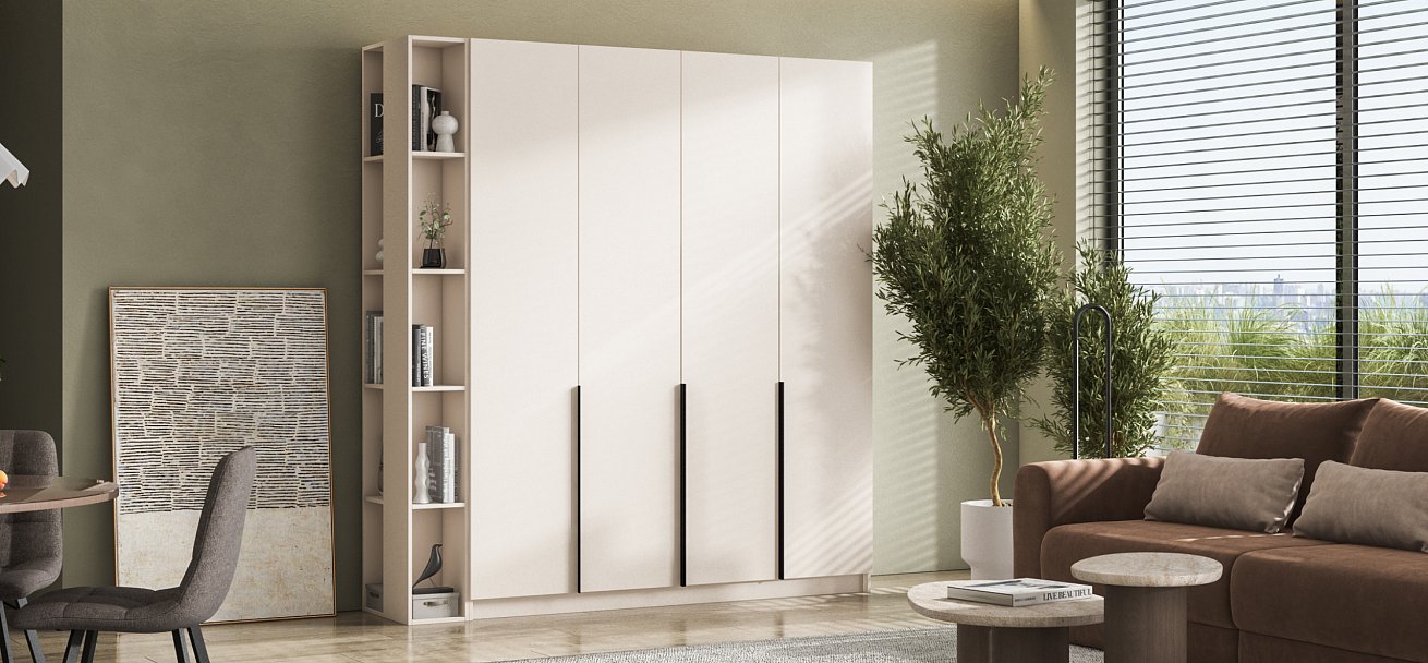 Рим 180 шкаф распашной 4Д+ящики 01 Кашемир