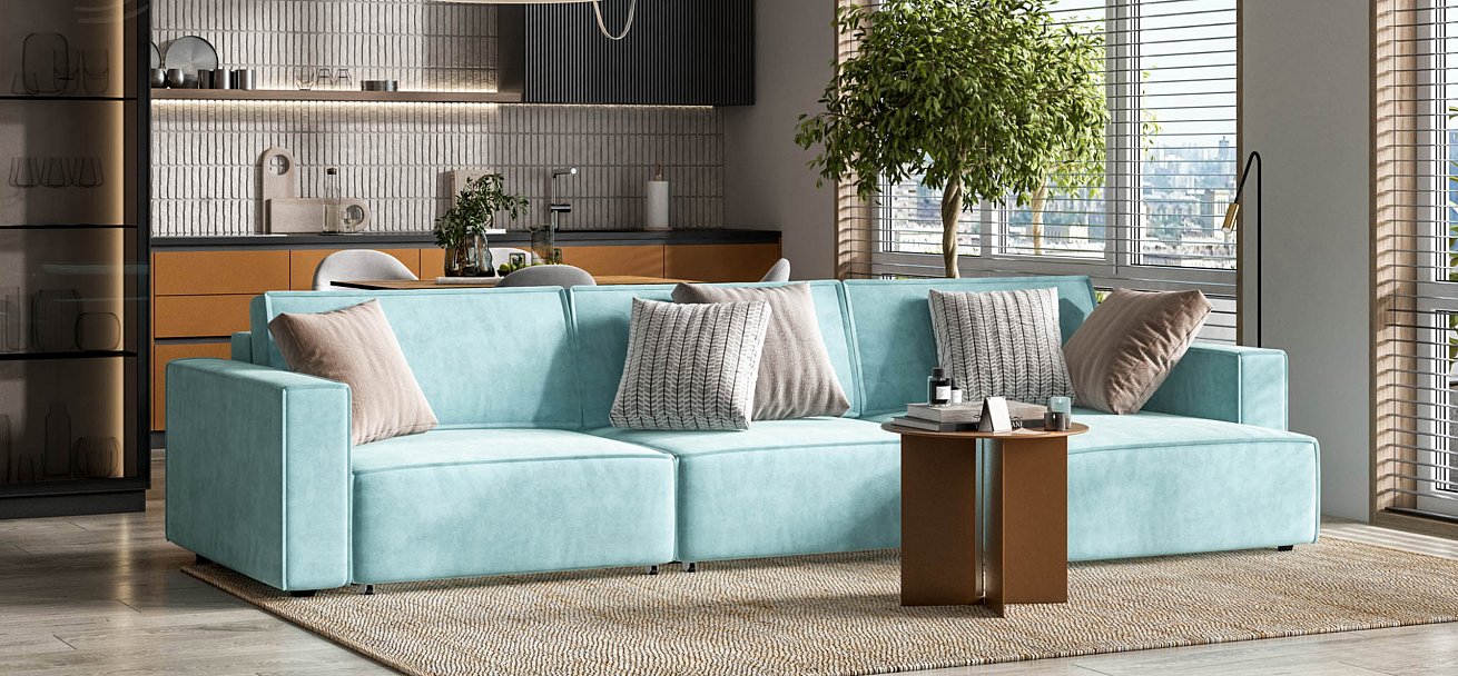 Угловой диван Босс Софт Модуль Макс велюр Монолит аква