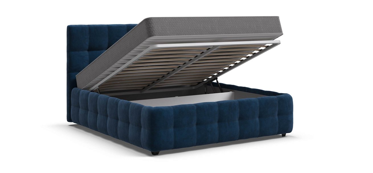 Босс Кровать+ПМ 160*200 велюр Монолит синий