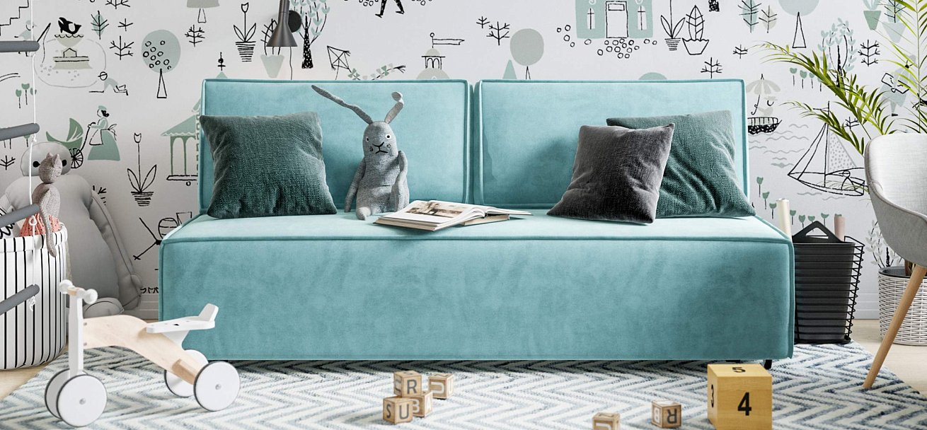 Диван Норд мини велюр Монолит аква