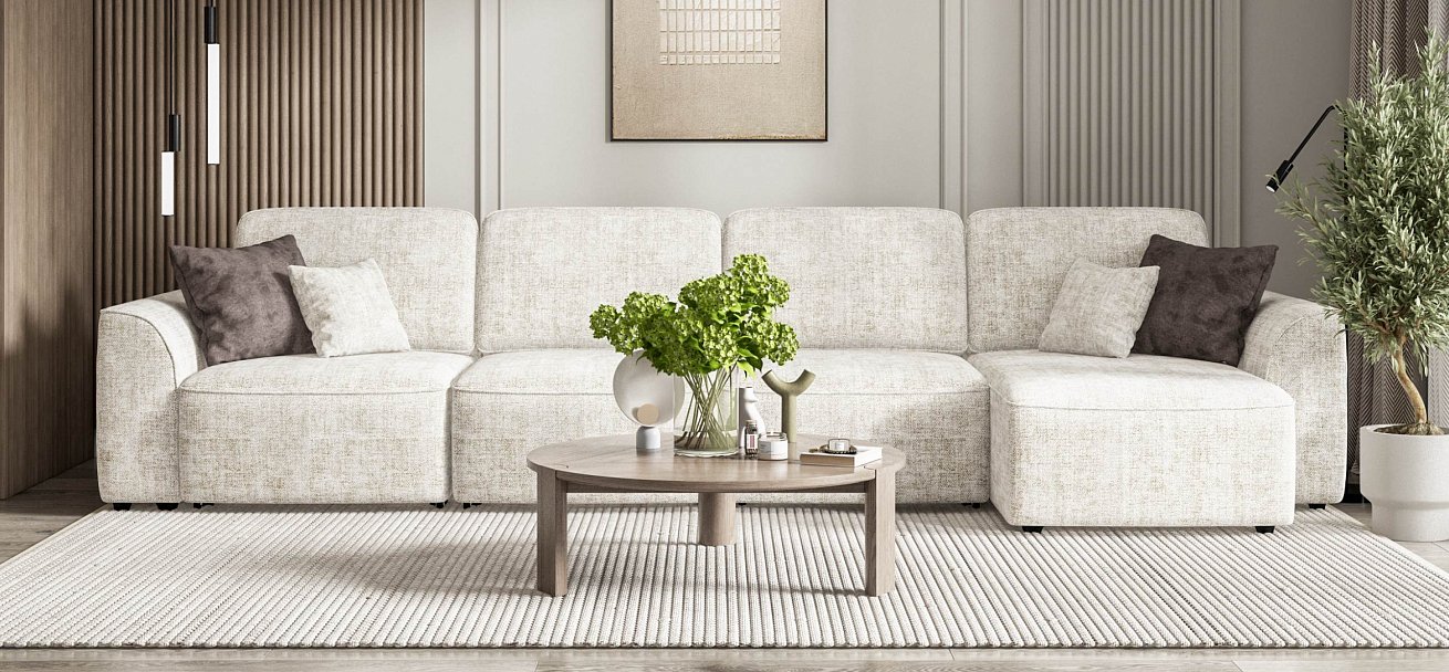 Угловой диван Кинг Модуль Макс Шенилл Смарт кварц