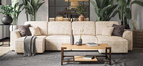 П-образный диван Кинг Модуль велюр Алькантара пепел 2