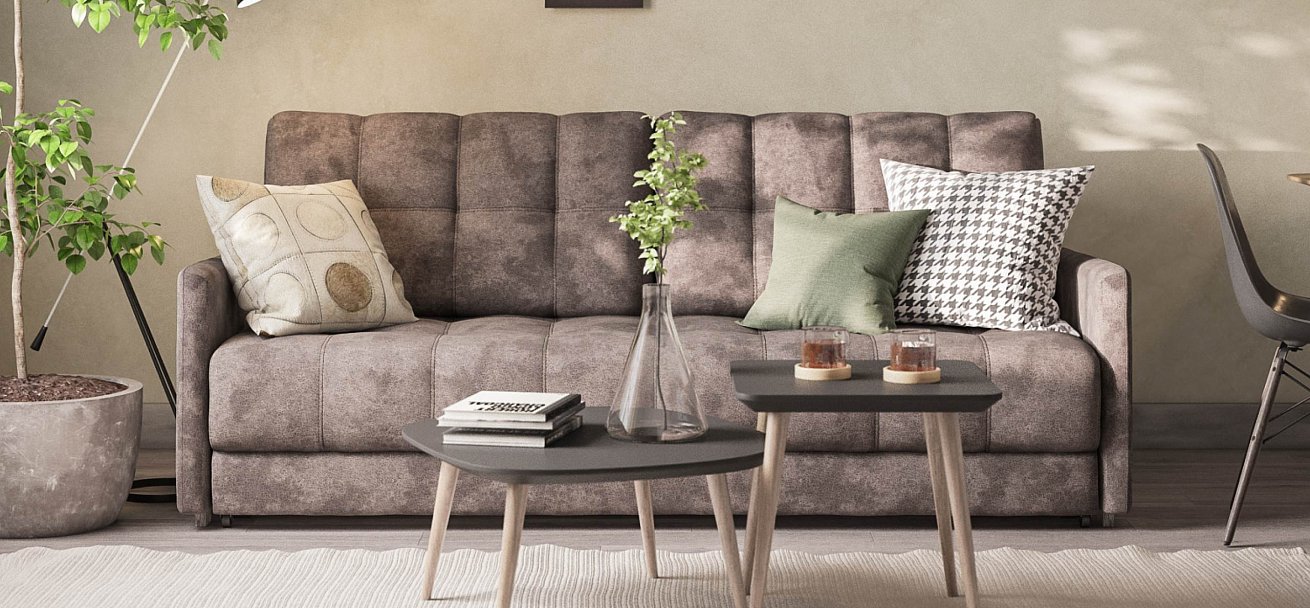 Диван Босс Лофт велюр Алькантара серый