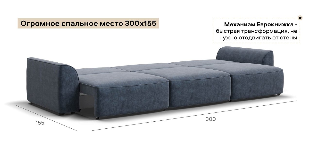 Диван Кинг Макс велюр Роял синий