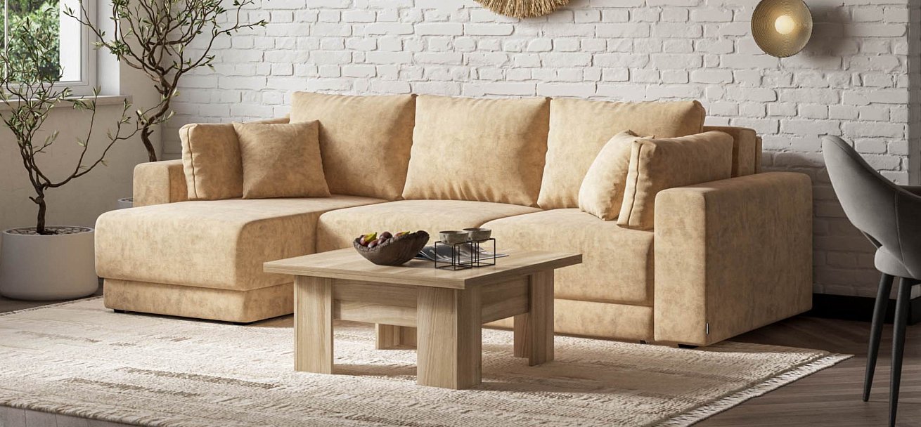 Угловой диван Босс Прайм ХЛ велюр Роял шампань