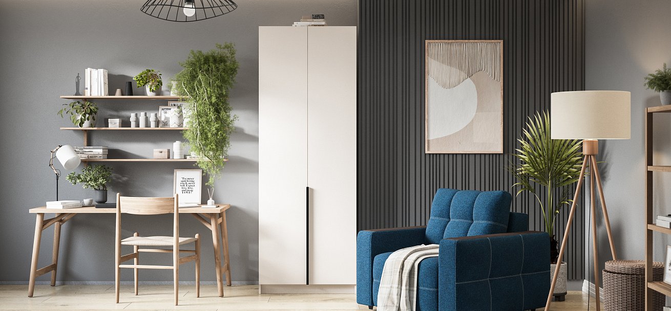 Рим 80 шкаф распашной 2Д + ящики 01 Кашемир