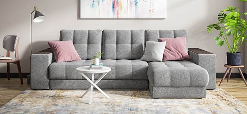 Угловой диван Босс ХЛ Рогожка Мальмо серый 2