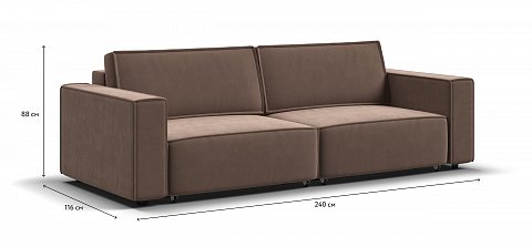 Диван Босс Софт Модуль велюр Монолит мокко 1