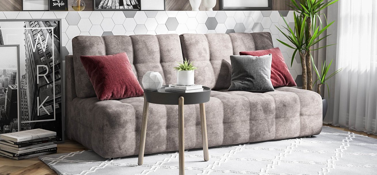 Диван Босс Мини велюр Алькантара серый