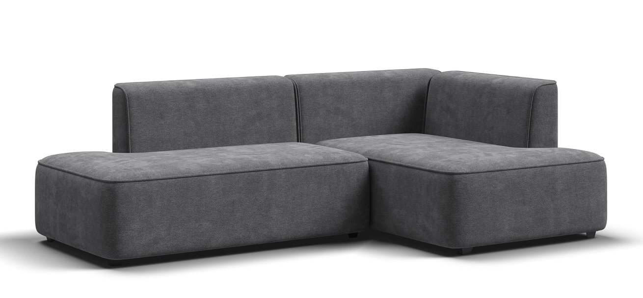 Угловой диван правый Кинг Твин Шенилл Клауд графит