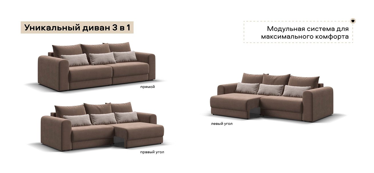 Модульный диван Ричмонд Модуль велюр Монолит мокко