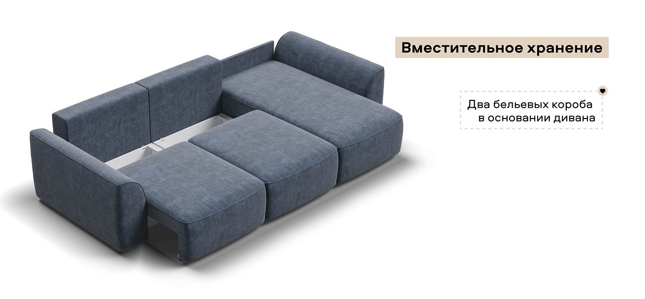 Угловой диван Кинг велюр Роял синий