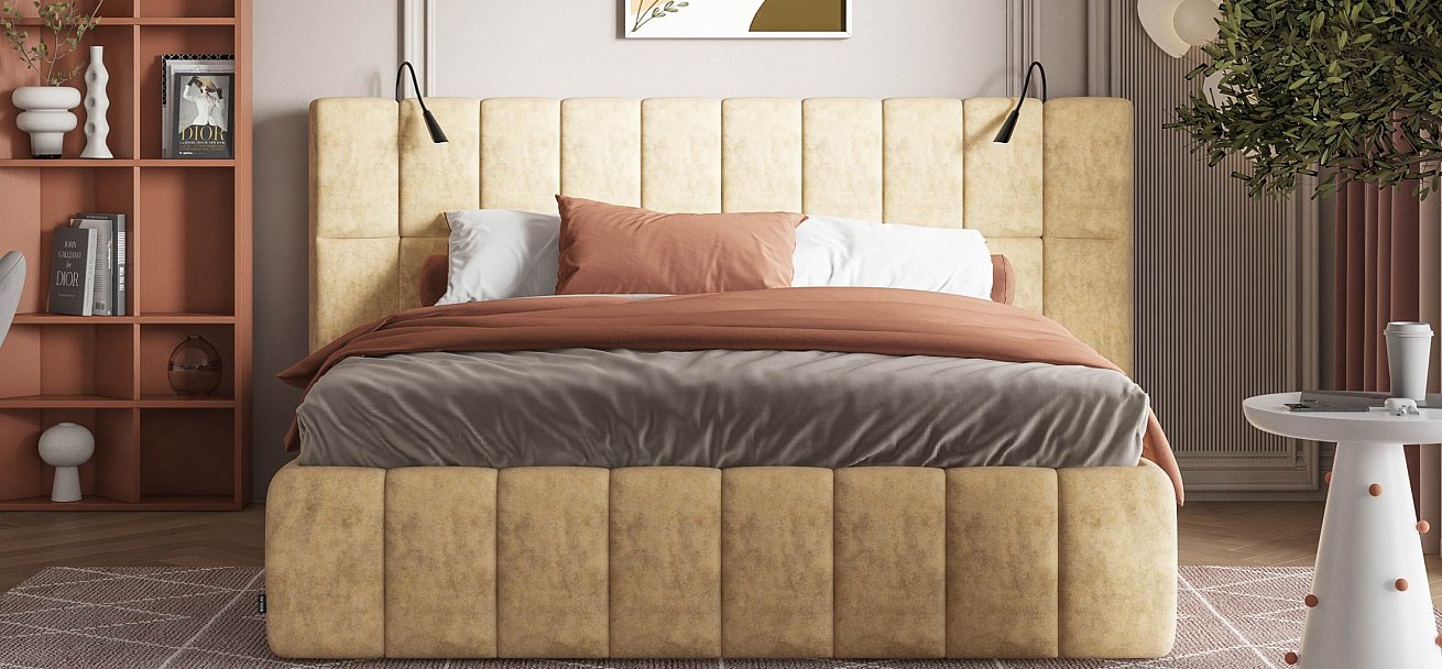 Босс ХО Кровать 180*200 велюр Роял шампань