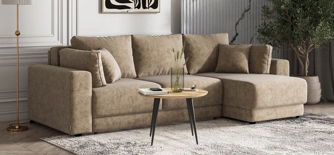 Угловой диван Босс Прайм ХЛ велюр Роял тауп