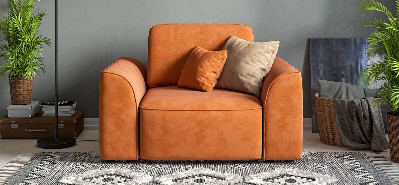 Кресло Кинг Модуль велюр Алькантара оранж