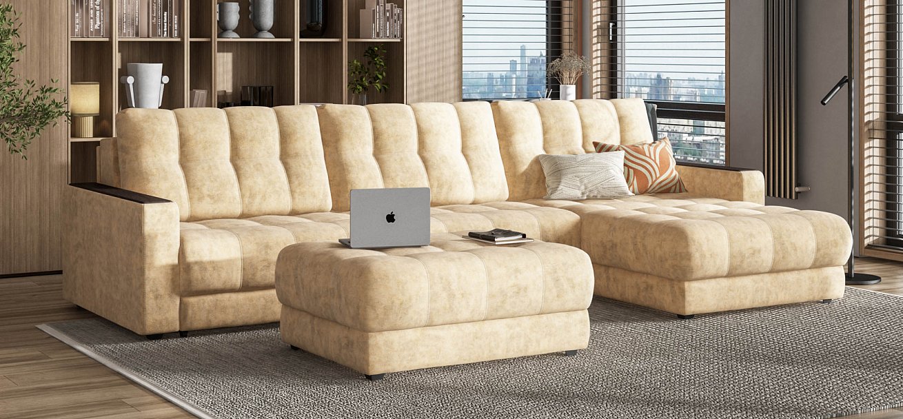 Босс пуф велюр Роял шампань