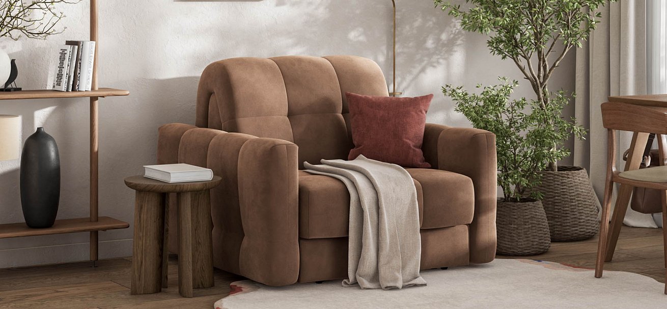 Босс Слип кресло-кровать велюр Монолит мокко