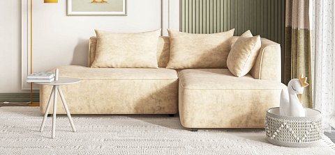 Угловой диван правый Кинг Твин велюр Роял шампань 2