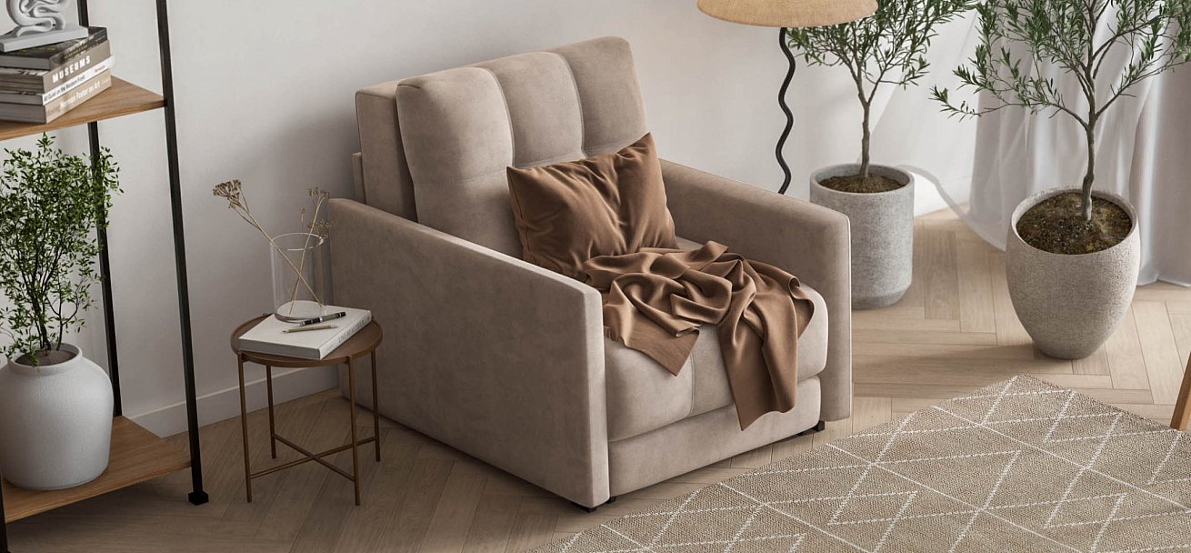 Босс Лофт кресло-кровать велюр Монолит латте