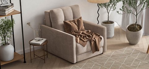 Босс Лофт кресло-кровать велюр Монолит латте 2