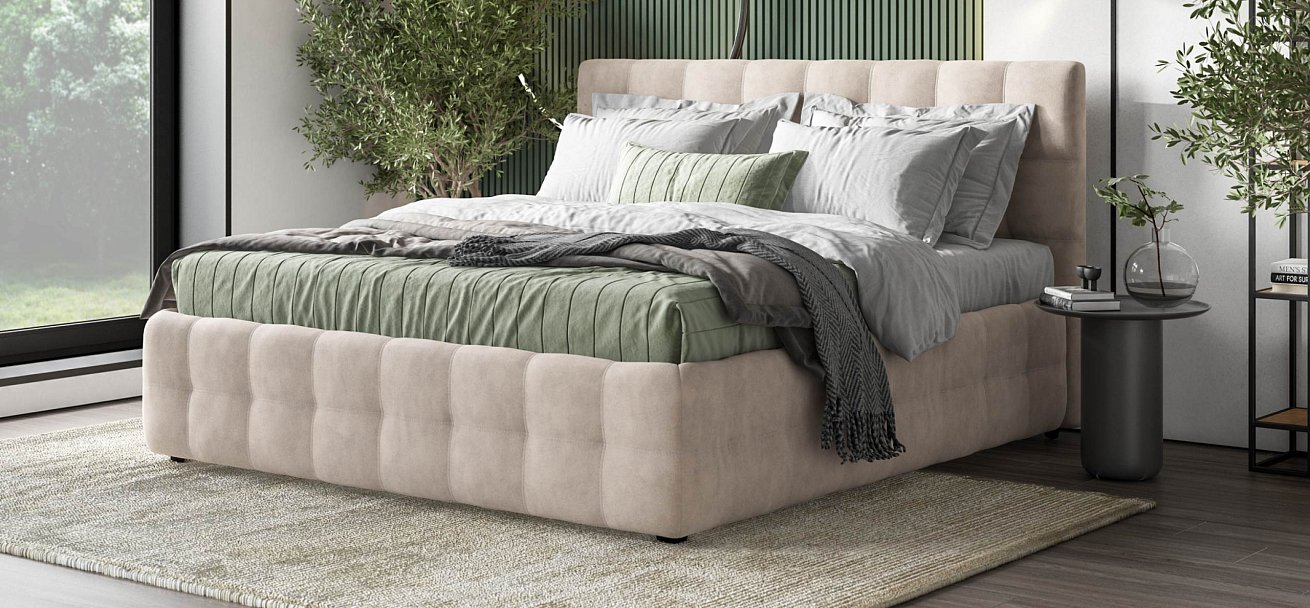 Босс Кровать+ПМ 180*200 велюр Монолит латте