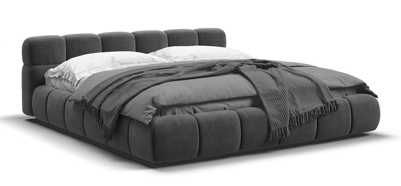 Босс Дрим Кровать+ПМ 180*200 велюр Монолит серый