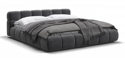 Босс Дрим Кровать+ПМ 180*200 велюр Монолит серый 1
