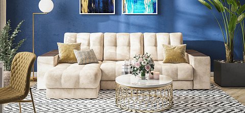 Угловой диван Босс ХЛ велюр Алькантара пепел 2