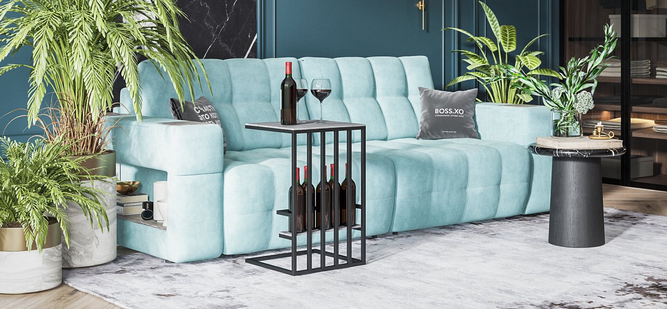 Диван Босс ХО велюр Монолит аква / Снежная Сонома