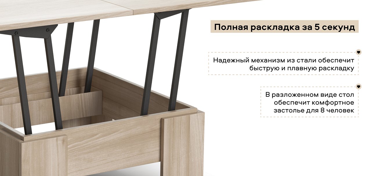 Стол трансформер Люкс Сонома