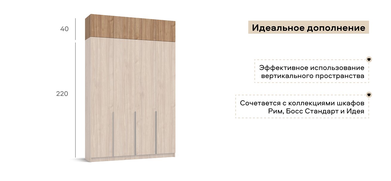 Антресоль 160 4Д Орех Селект